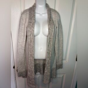 J.J. always Beige Knit Open-Knit Cardigan Sweater Lightweight Open Front M